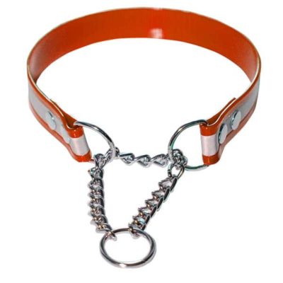 reflexný polosťahovací obojok vyrobený z biothanu rozmer 2,5cm/60cm, reflexný oranžový VVS SK s.r.o.