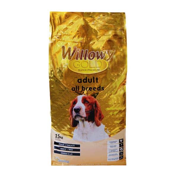 Vrece granúl pre psov Willowy Gold Adult, balenie 15 kg, superprémiové krmivo s kuracím mäsom a ryžou