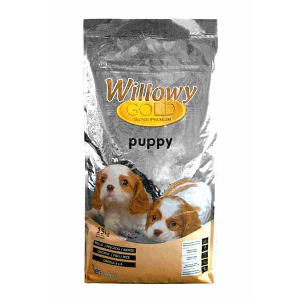 Vrece krmiva pre psov Willowy Gold Puppy, balenie 15 kg, kvalitné granule pre šteniatka a laktujúce suky