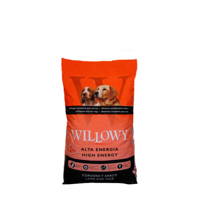 Willowy High Energy 4kg granulované výživné krmivo pre psy vo vysokej záťaži s príchuťou jahňa ryža